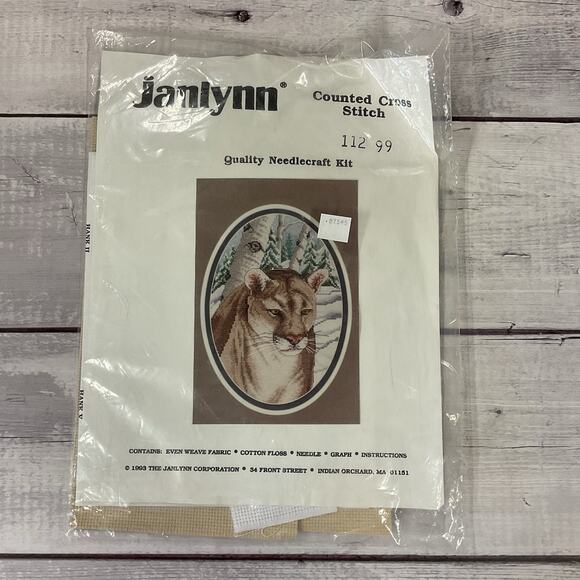 Janlynn Counted Cross Stitch Kit Cougar In Snow #112-99 Needlework - Picture 1 of 3